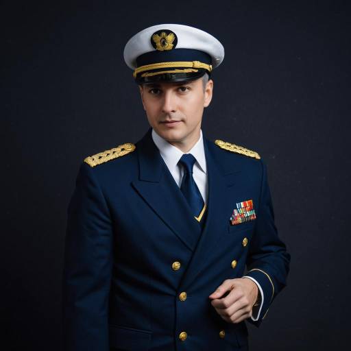 Man in Navy Blue Military Uniform with Cap