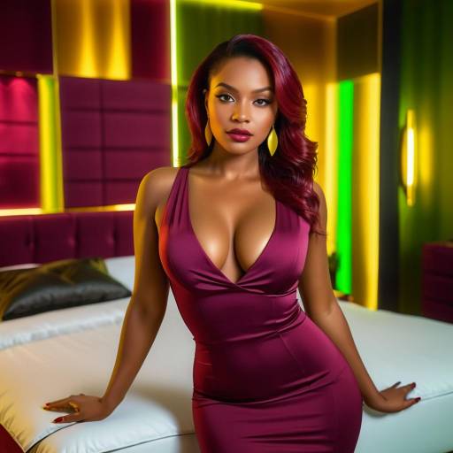 Elegant Woman in Burgundy Dress