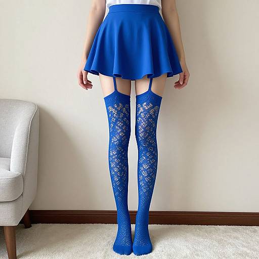 Blue Dress with Lace Leggings Costume