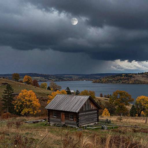 Moonlit Storm Over Autumn Hill House