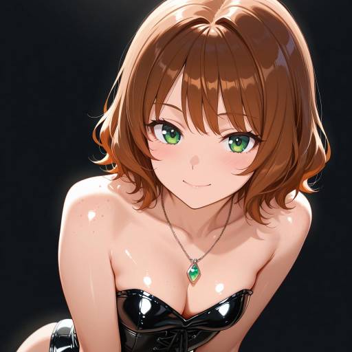 Stylish Girl in Black Leotard Portrait
