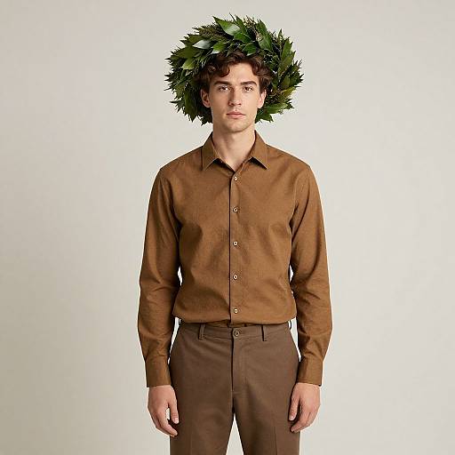 Man with Wreath in Brown Outfit
