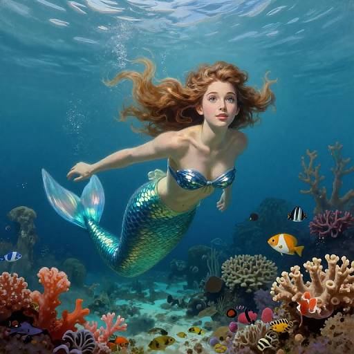 Regal Mermaid in Enchanting Underwater Scene