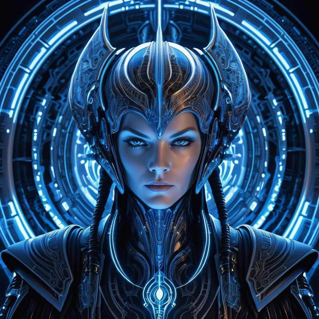 Symmetrical Portrait of an Alien Warrior