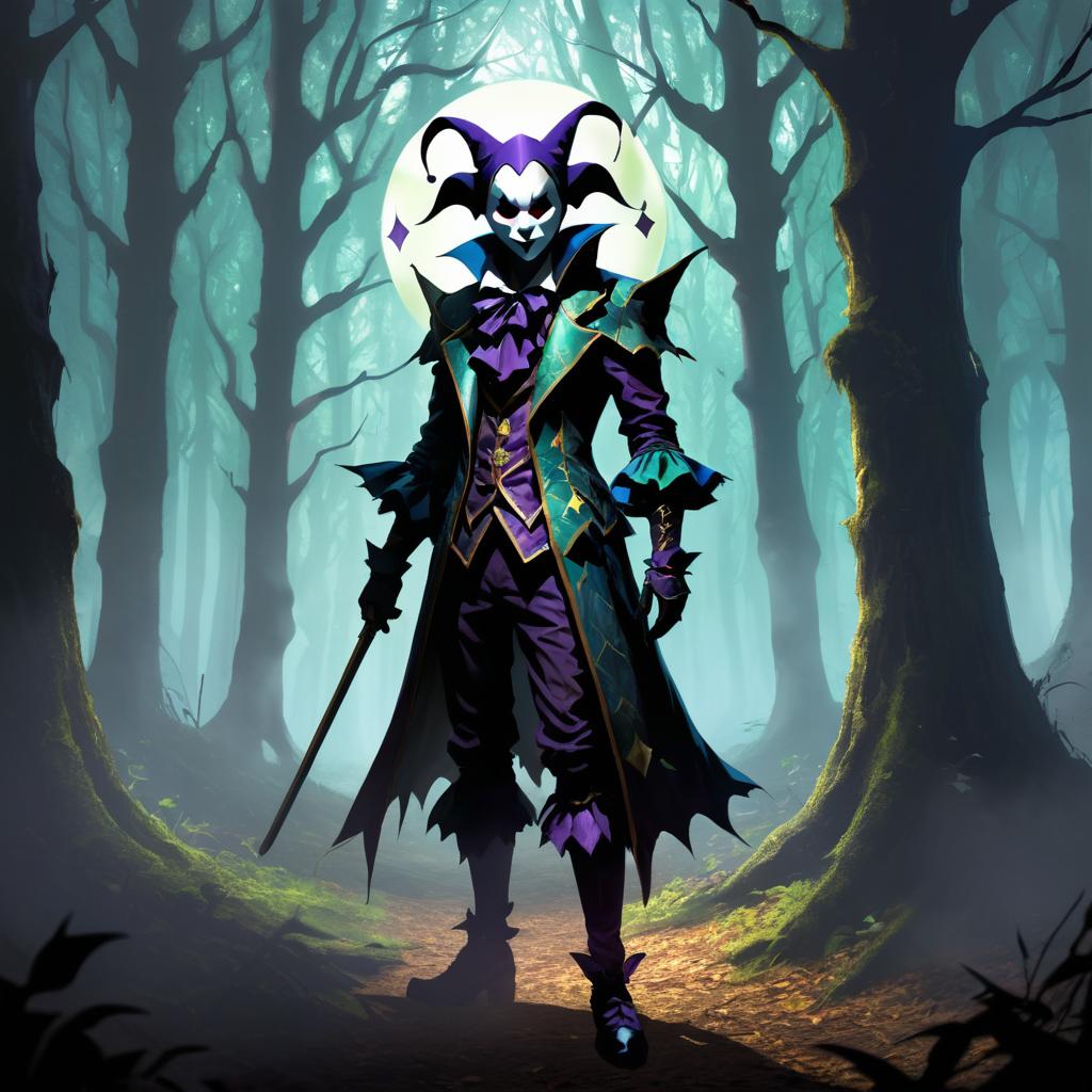 Mysterious Jester in Haunted Forest