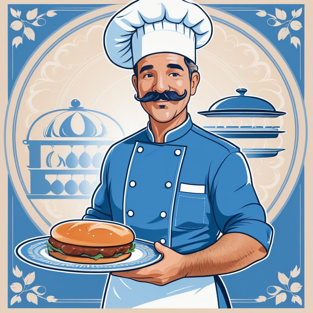 Cheerful Chef with Barbecue Ribs Illustration