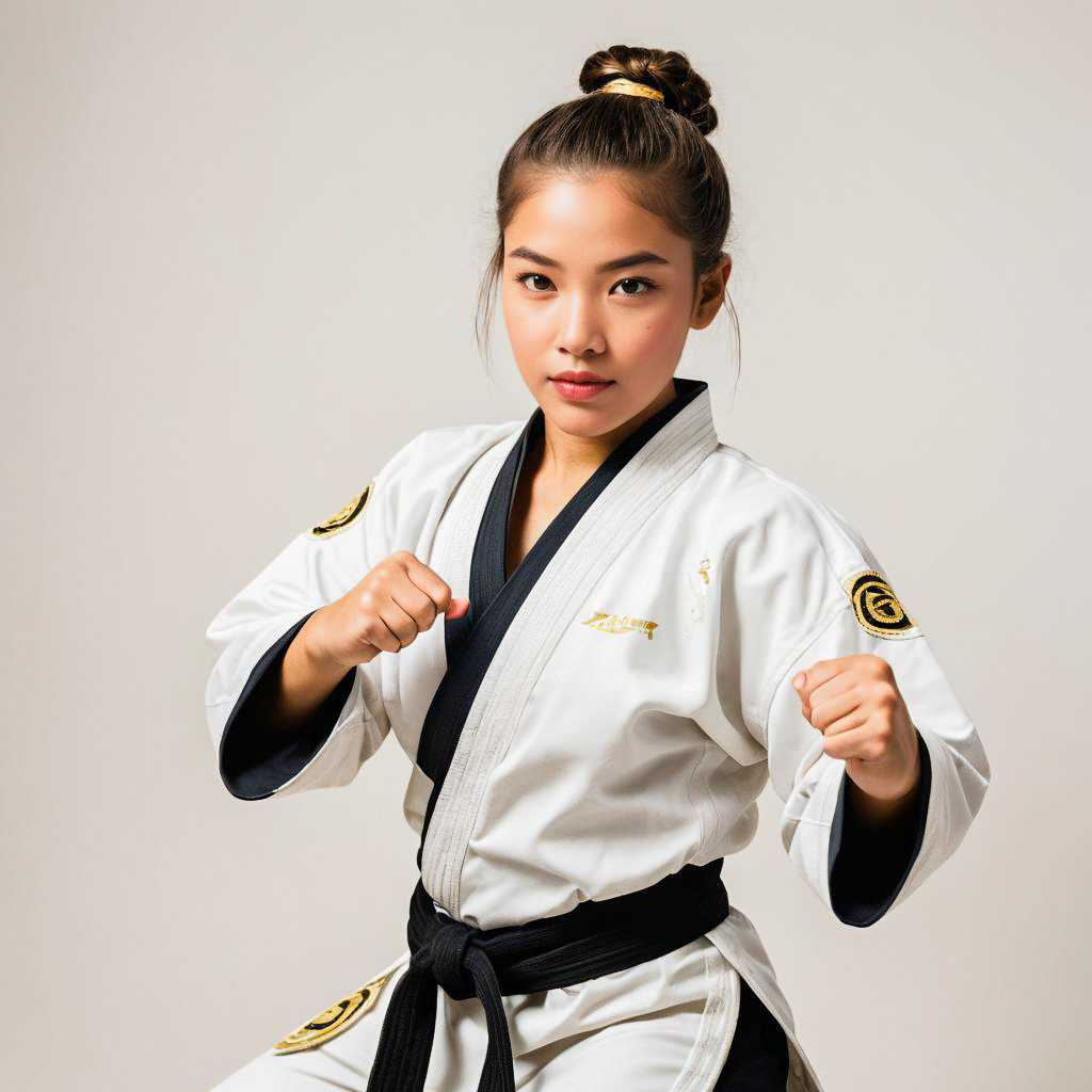 Dynamic Karate Competitor in Studio