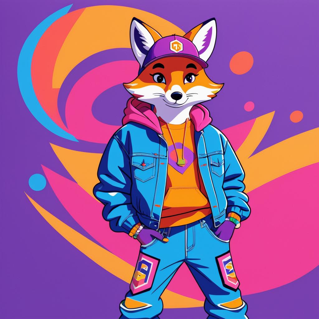 Vibrant Cartoon Fox Character Illustration