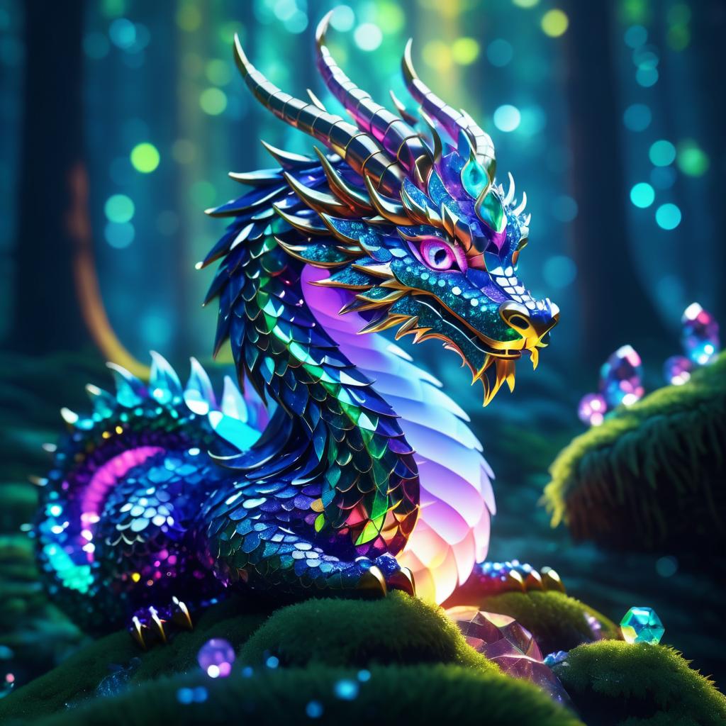 Enchanted Gem Dragon in Forest Scene