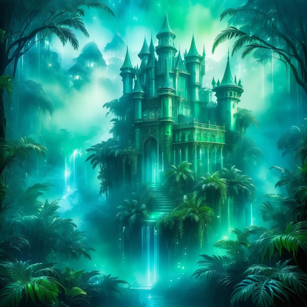 Enchanted Castle in Misty Rainforest