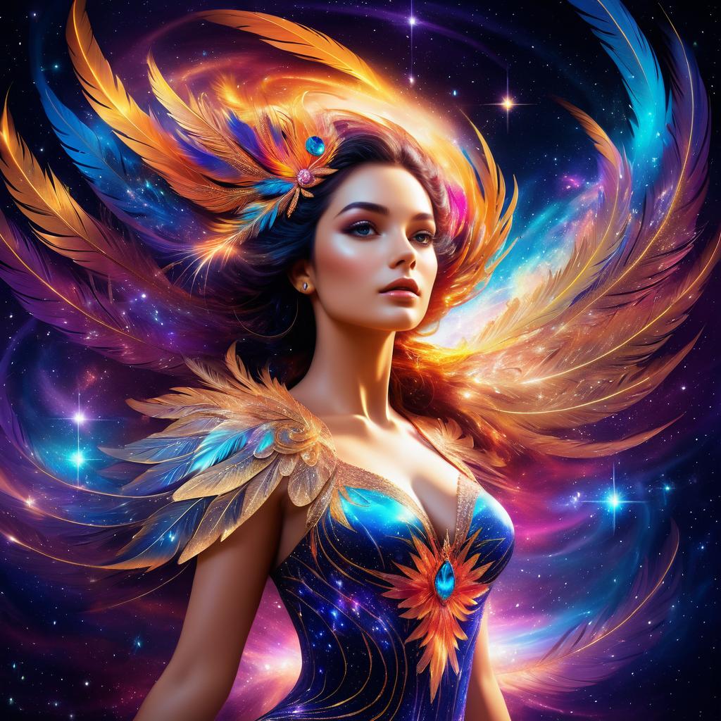 Cosmic Phoenix: A Dreamy Galactic Vision