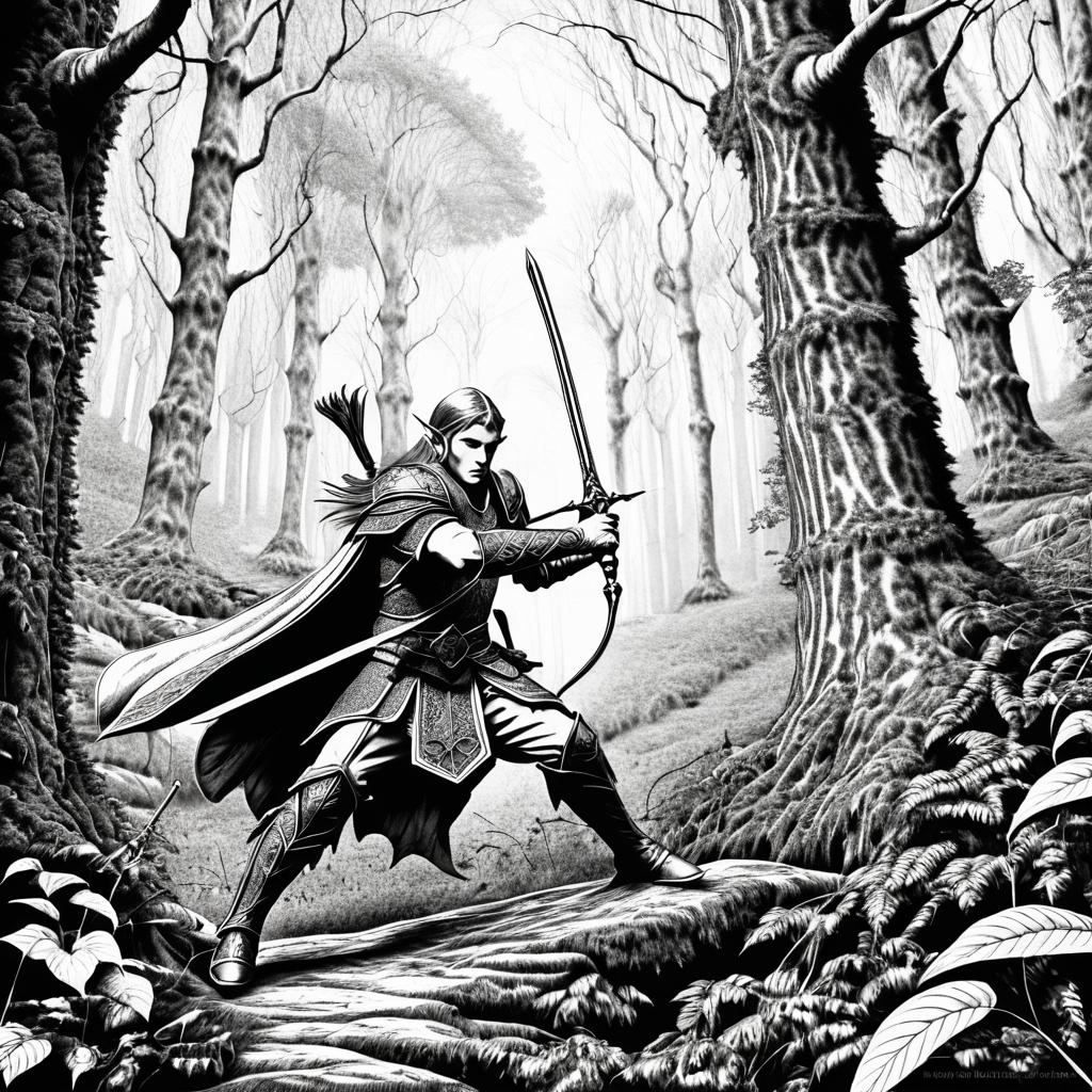 Noble Elf Defending Sacred Grove Art