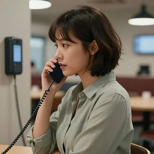 Profile View of Woman with Phone