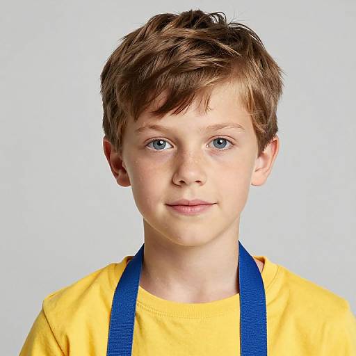 Boy with Blue Eyes and Yellow Shirt