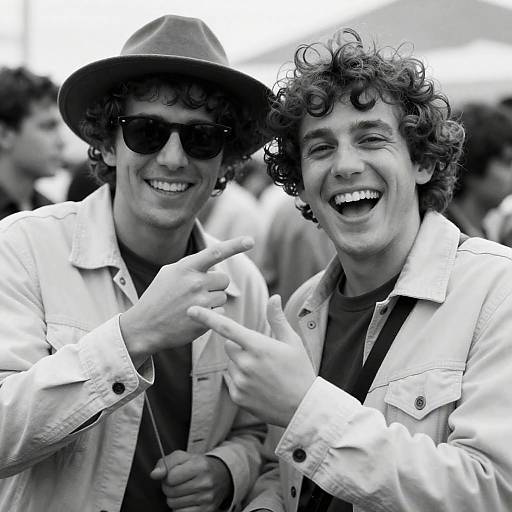 Joyful Moment of Two Stylish Men