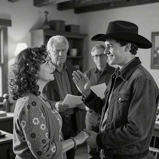 Rustic Black-and-White Family Interaction