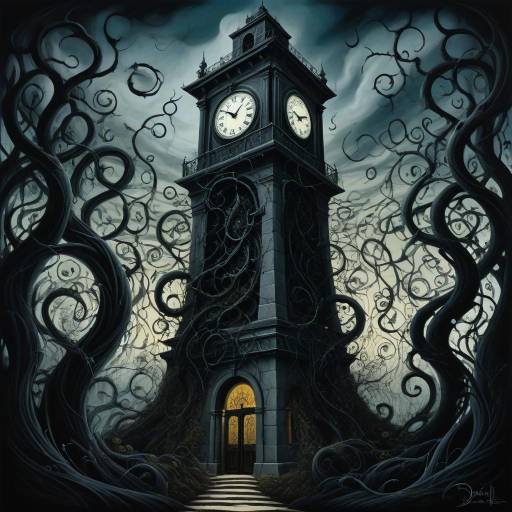 Haunted Clock Tower in Dark Fantasy Haunted Clock Tower in Dark Fantasy