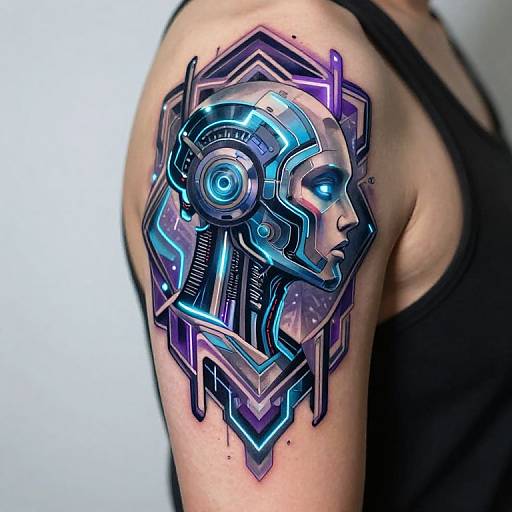 Futuristic Geometric Cybernetic Tattoo