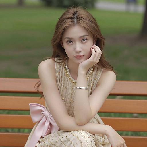 Soft Portrait of Woman in Beige Dress