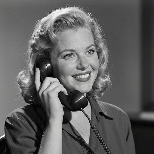 Vintage Charm: Smiling Woman with Phone