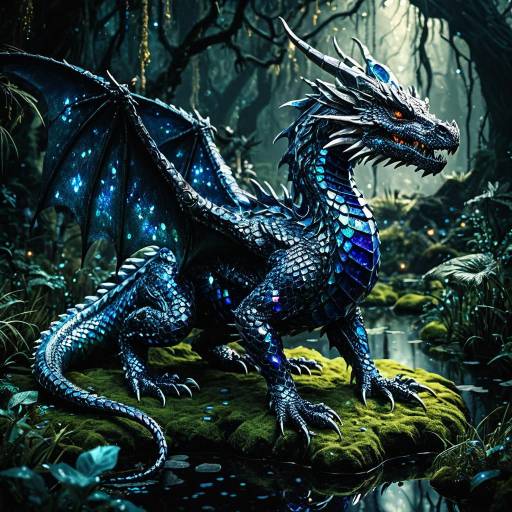 Sapphire Dragon in Enchanted Swamp