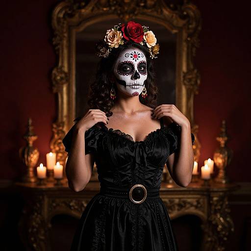 Woman in Mexican Skull Makeup
