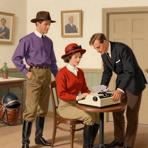 Vintage Scene with Horse Racing Equipment