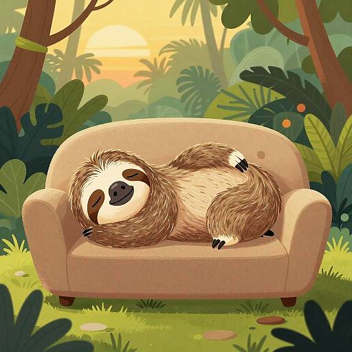 Sleepy Sloth Sofa in Tropical Jungle