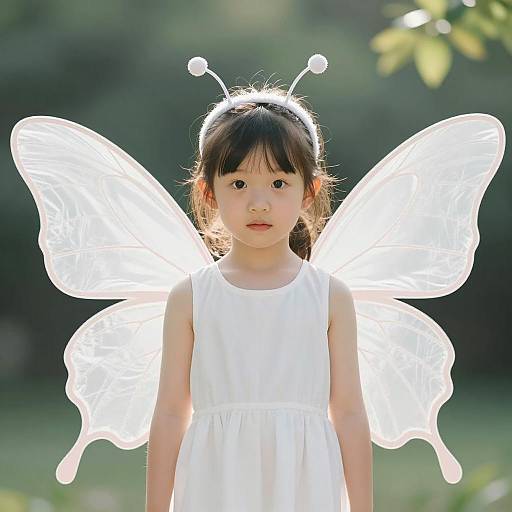 Young Girl with Fairy Butterfly Wings