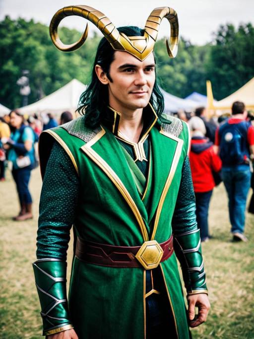 Man in Classic Loki Costume at Festival