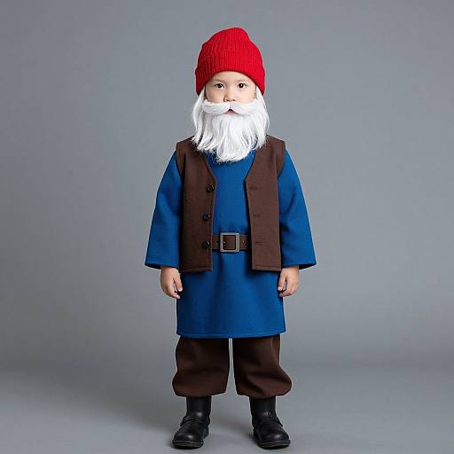 Child in Festive Outfit with Beard