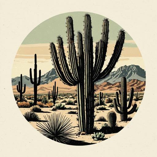 Retro Desert Cactus Illustration