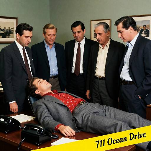 Vintage Office Scene with Concerned Men