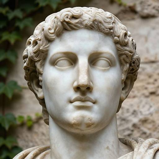 Close-Up of Stoic Greek Marble Statue