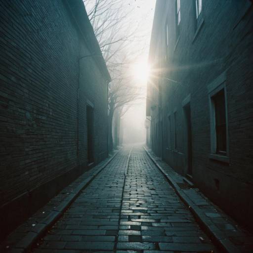 Foggy Early Morning Alley with Sunlight