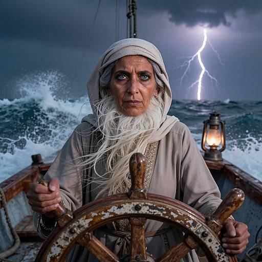 Determined Middle Eastern Woman at Sea