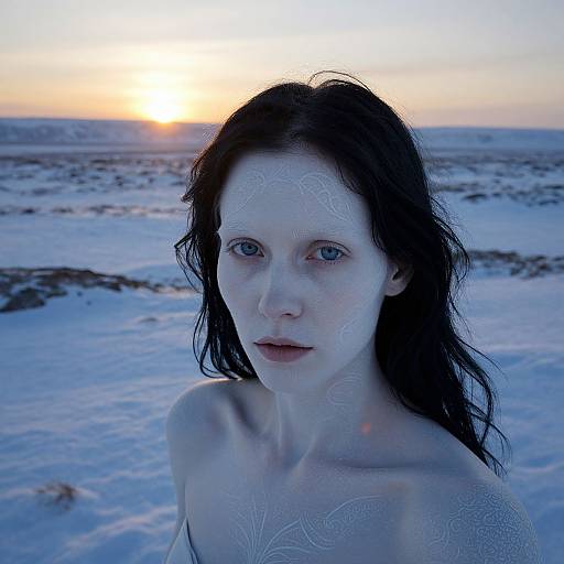 Enigmatic Nordic Woman Under Midnight Sun