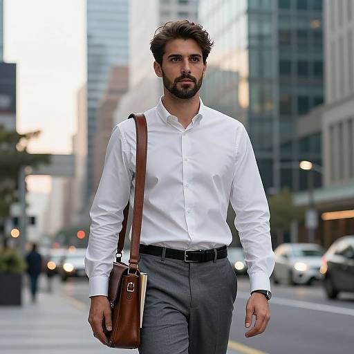 Confident Urban Professional at Golden Hour