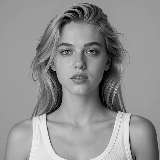 Black and White Portrait of Young Blonde Woman