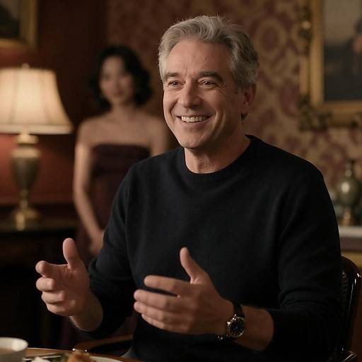 Smiling Middle-Aged Man in Ornate Room