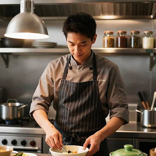 Smiling Chef in Modern Kitchen Setting