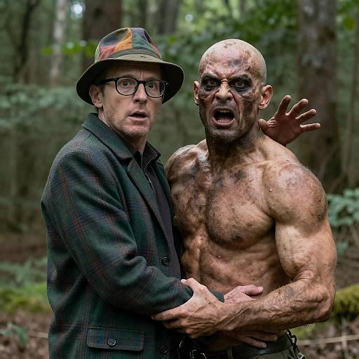 Tense Encounter in a Forest Setting