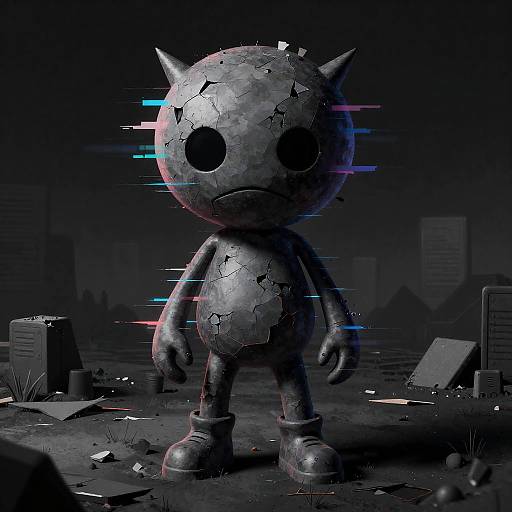 Glitch Art Wojak in Digital Dissonance