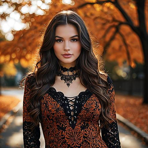 Elegant Brunette in Halloween Costume Portrait