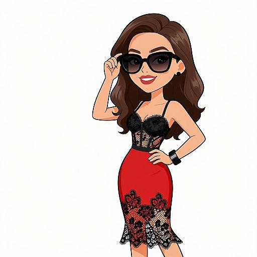 Playful Woman in Lace and Red