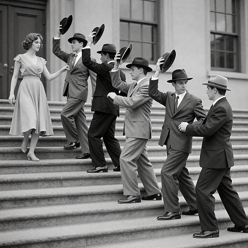 Classic Black and White Dance on Steps