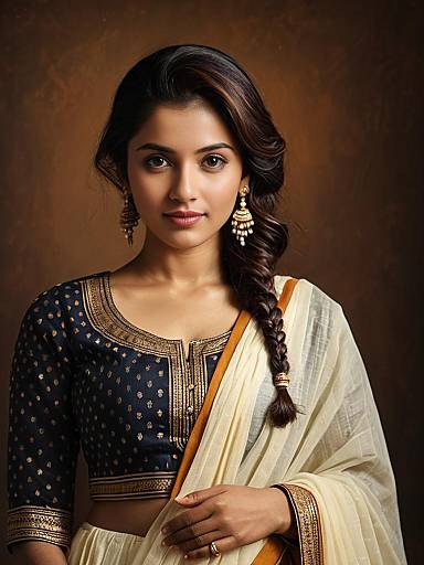 Photorealistic Woman in Dhoti Suit