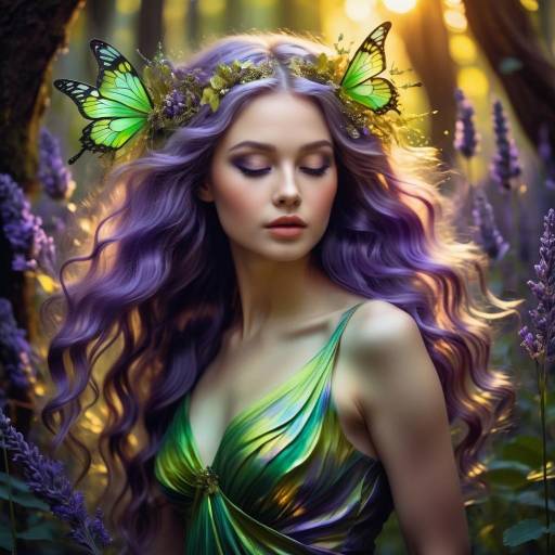 Enchanting Forest Nymph in Radiant Glow Enchanting Forest Nymph in Radiant Glow