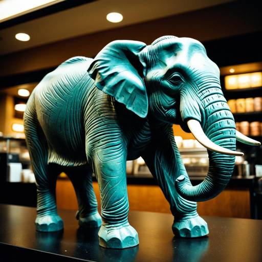 Elephant Sculptor at Starbucks in Technicolor