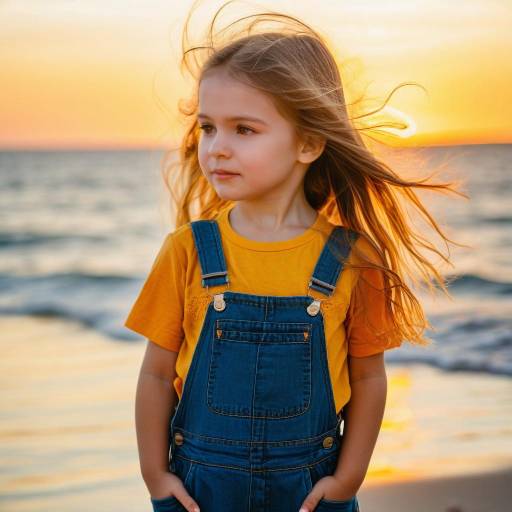 Toddler Girl by Ocean at Sunset